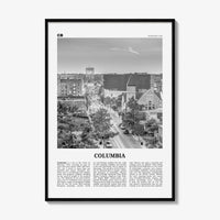 Columbia Print Black and White Missouri, Columbia Wall Art, Columbia Poster, Columbia Photo, Columbia Map, Columbia Wall Decor, USA