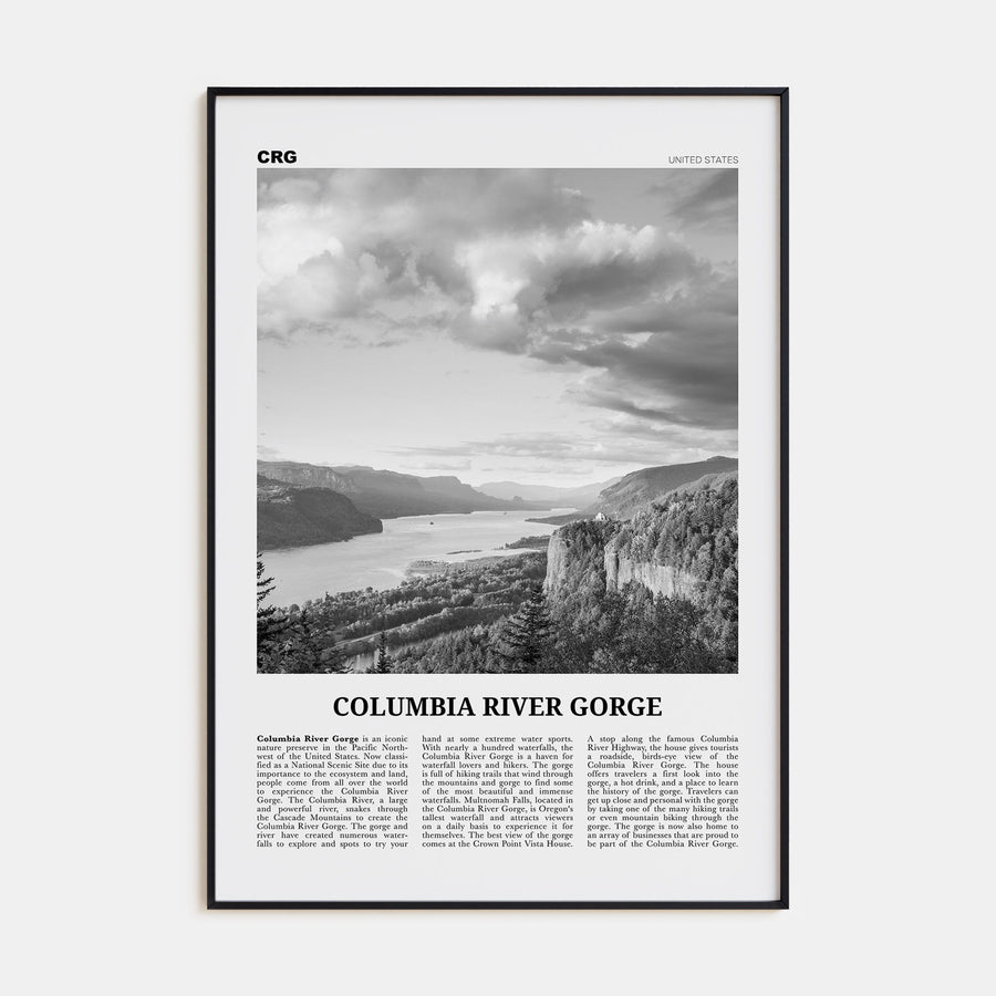 Columbia River Gorge Travel B&W Poster