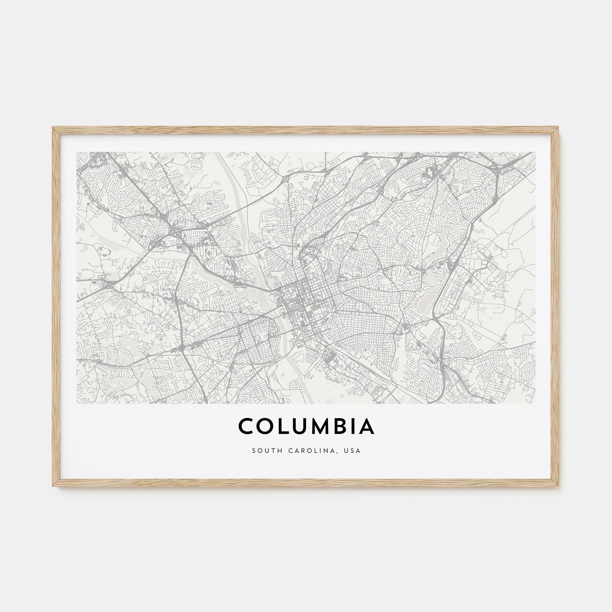 Columbia, South Carolina Map Landscape Poster