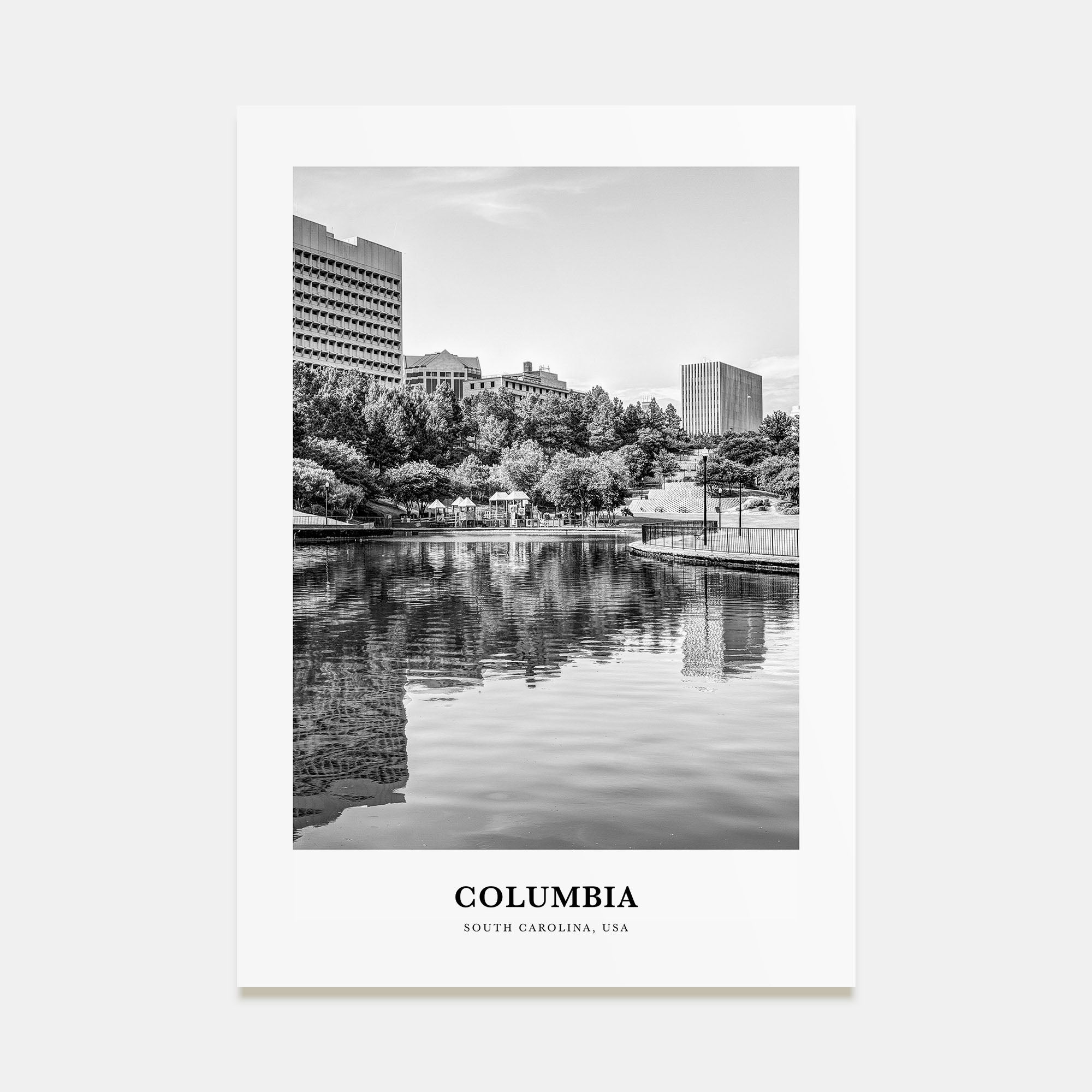 Columbia, South Carolina Portrait B&W Poster