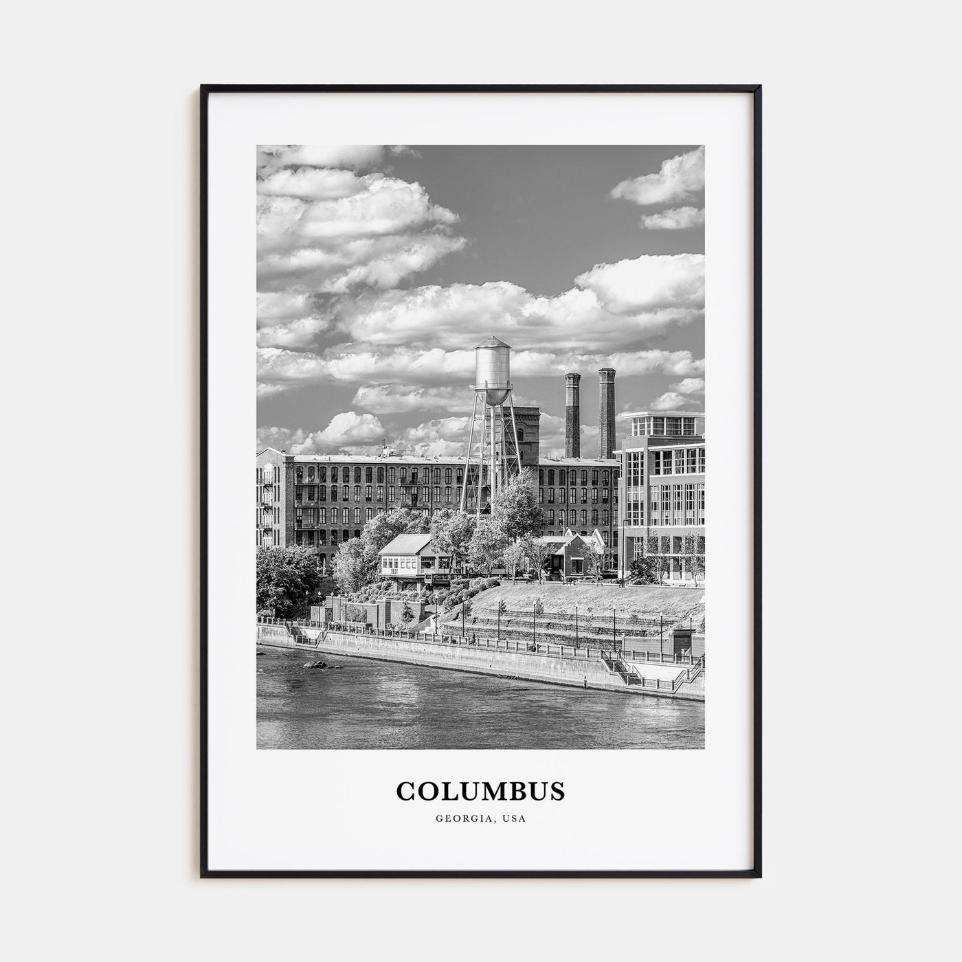 Columbus, Georgia Portrait B&W Poster