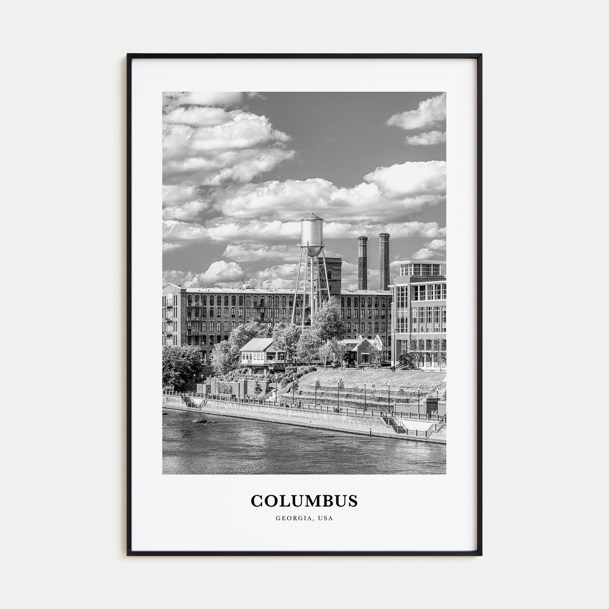 Columbus, Georgia Portrait B&W Poster