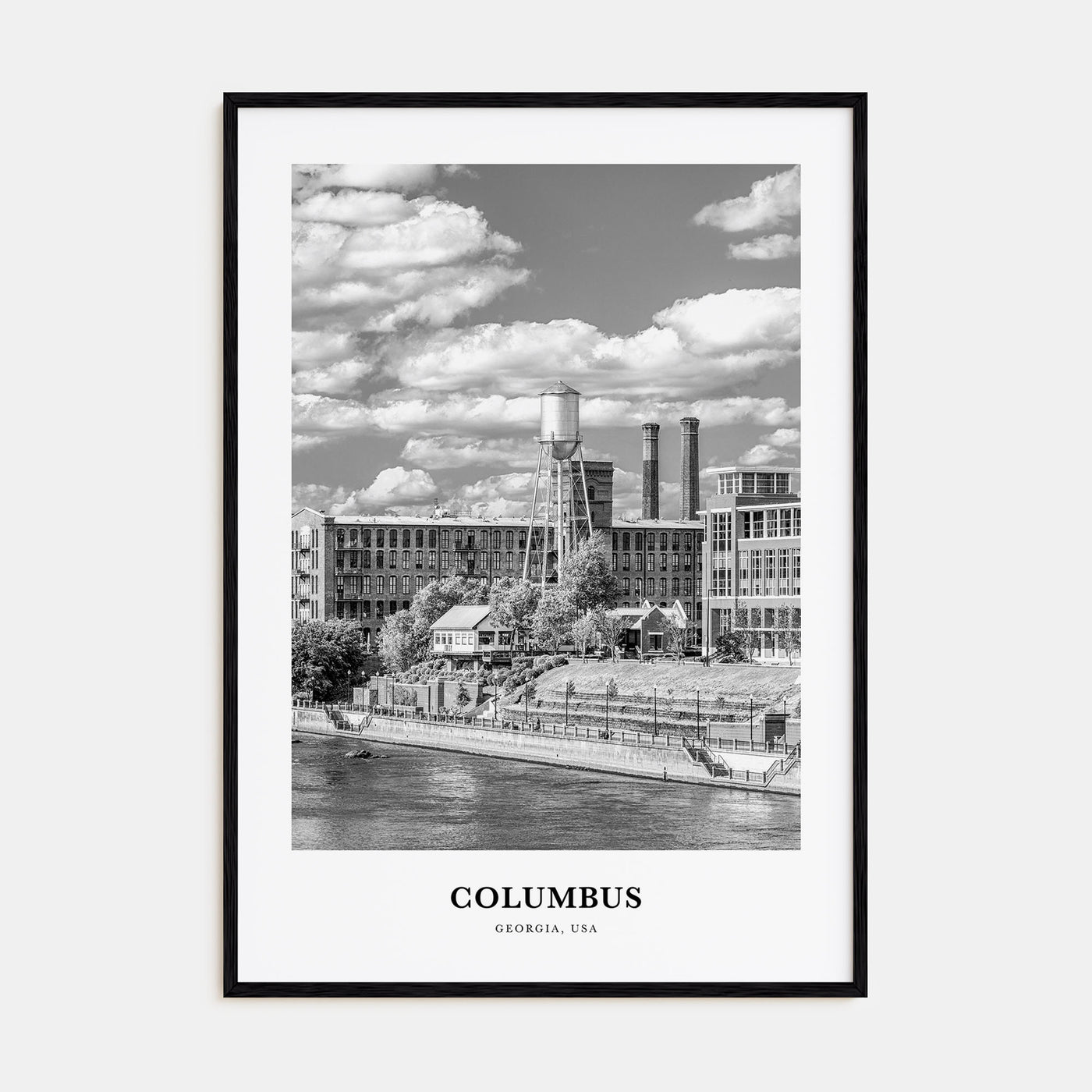 Columbus, Georgia Portrait B&W Poster