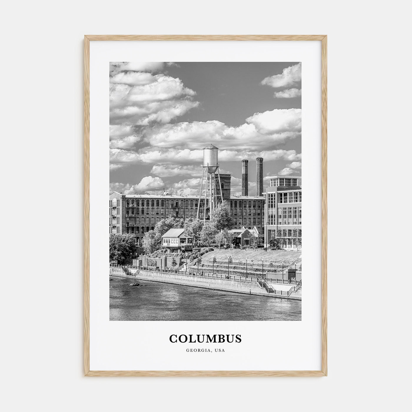 Columbus, Georgia Portrait B&W Poster