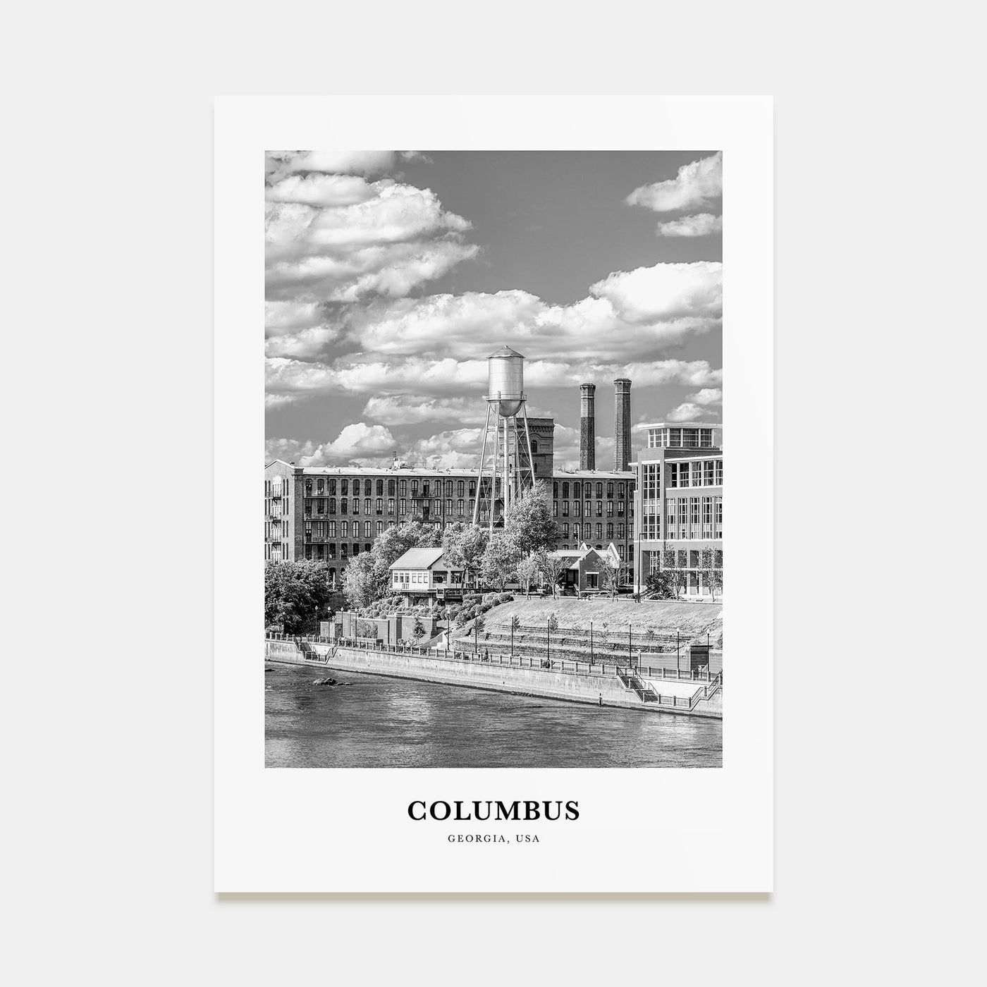 Columbus, Georgia Portrait B&W Poster