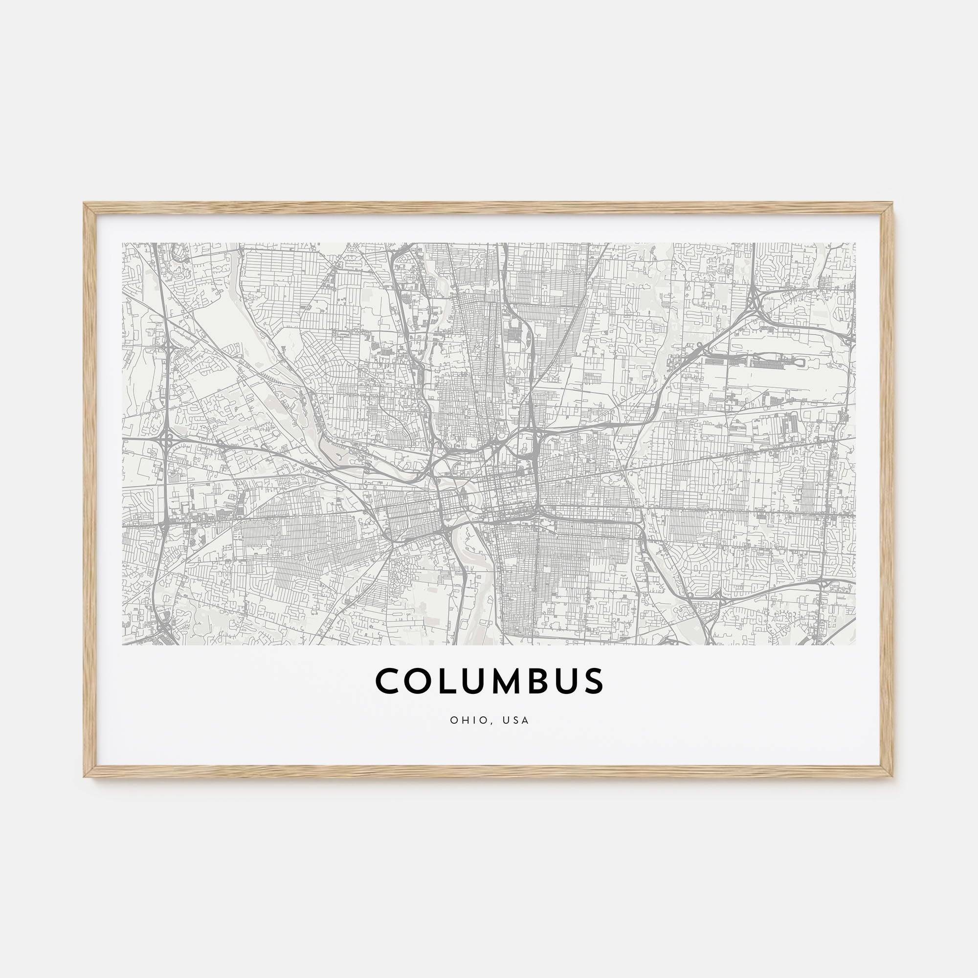 Columbus, Ohio Map Landscape Poster