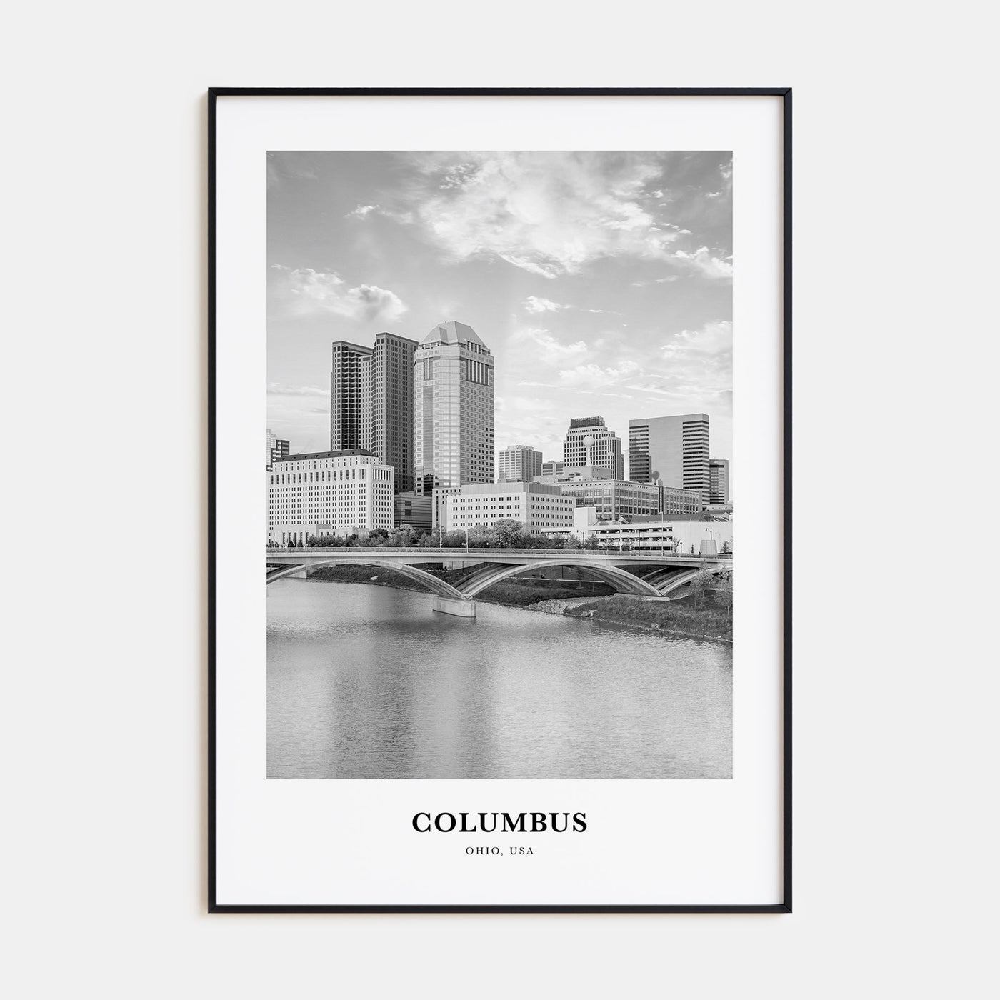 Columbus, Ohio Portrait B&W No 1 Poster