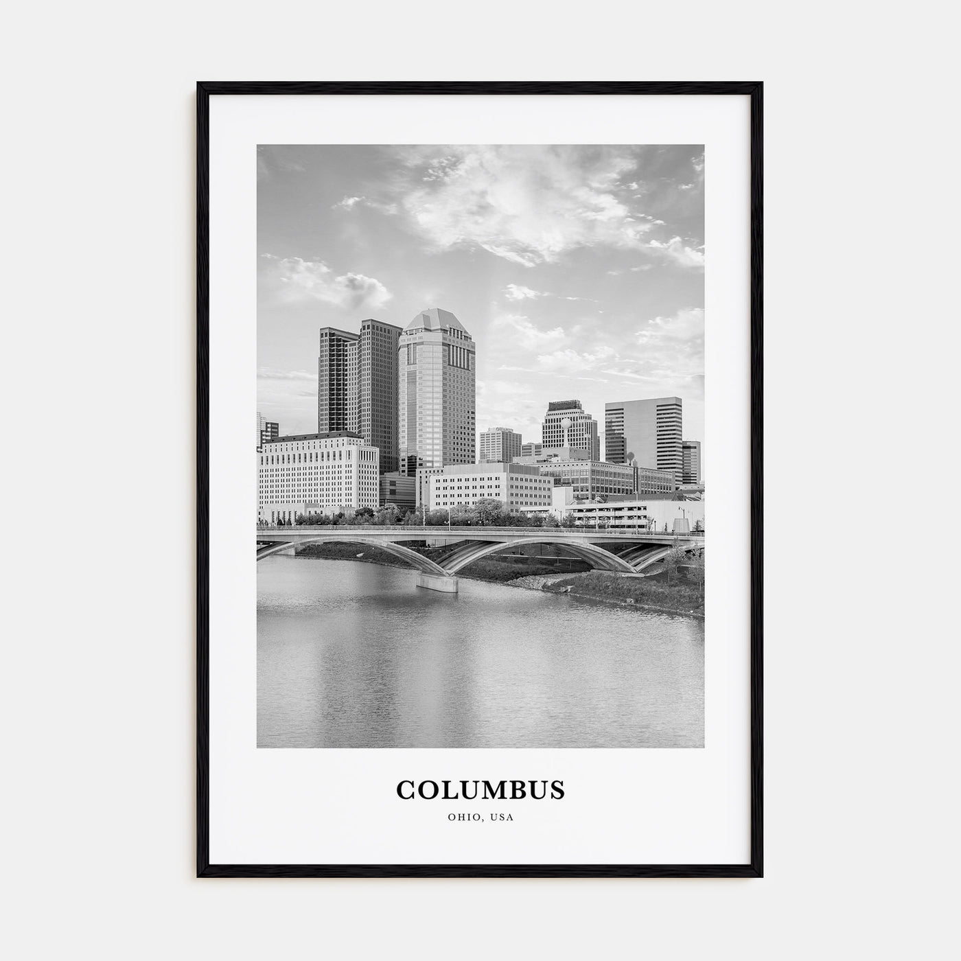 Columbus, Ohio Portrait B&W No 1 Poster