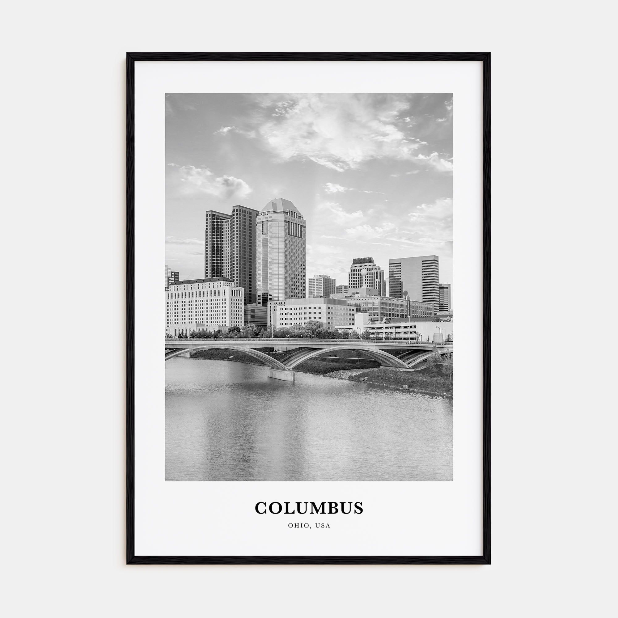 Columbus, Ohio Portrait B&W No 1 Poster