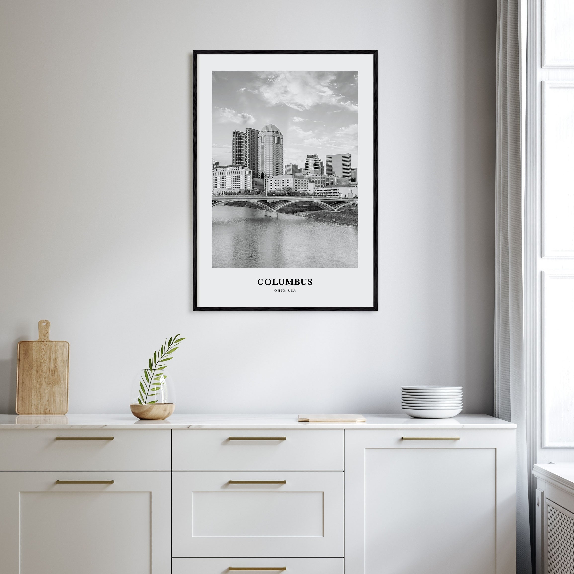 Columbus, Ohio Portrait B&W No 1 Poster