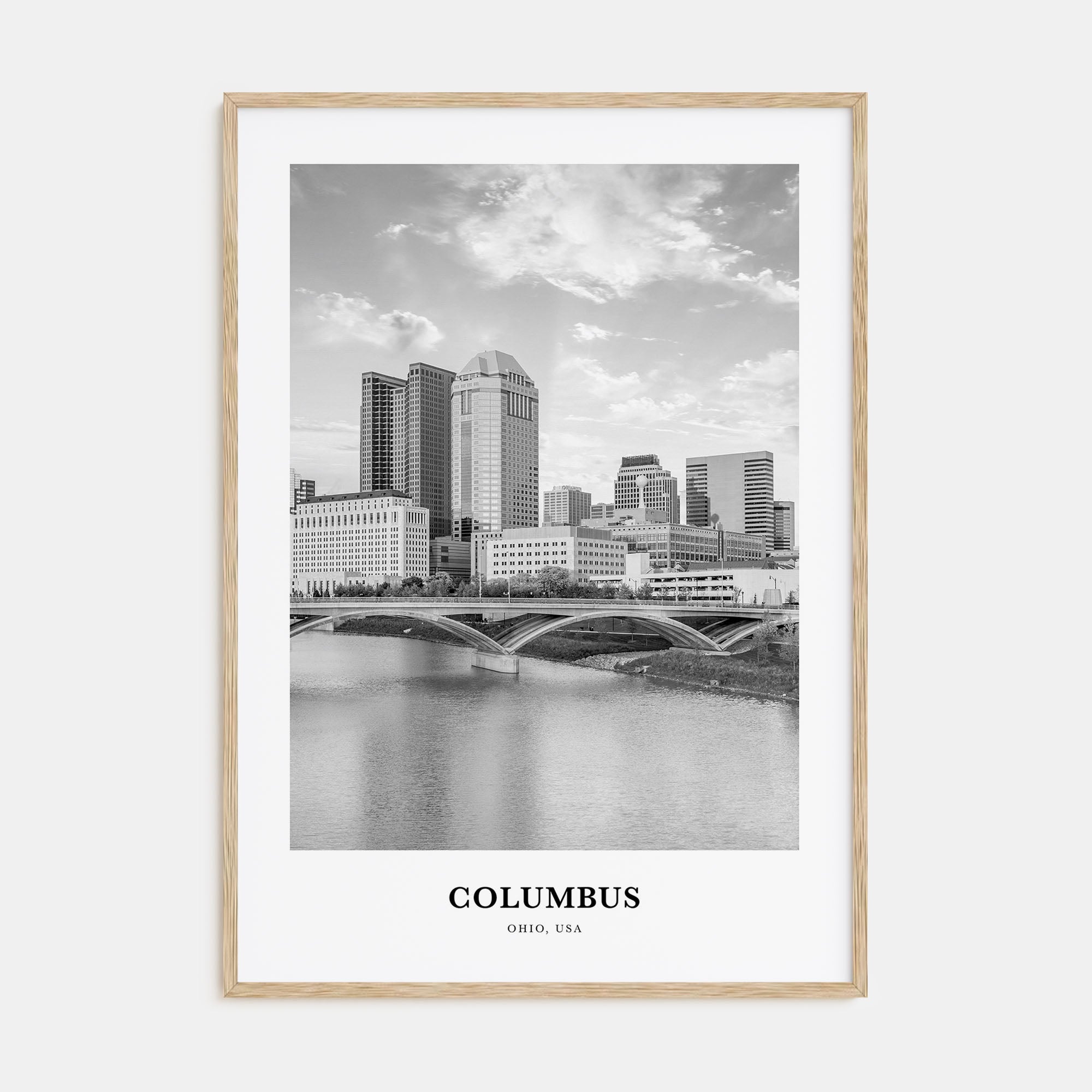 Columbus, Ohio Portrait B&W No 1 Poster