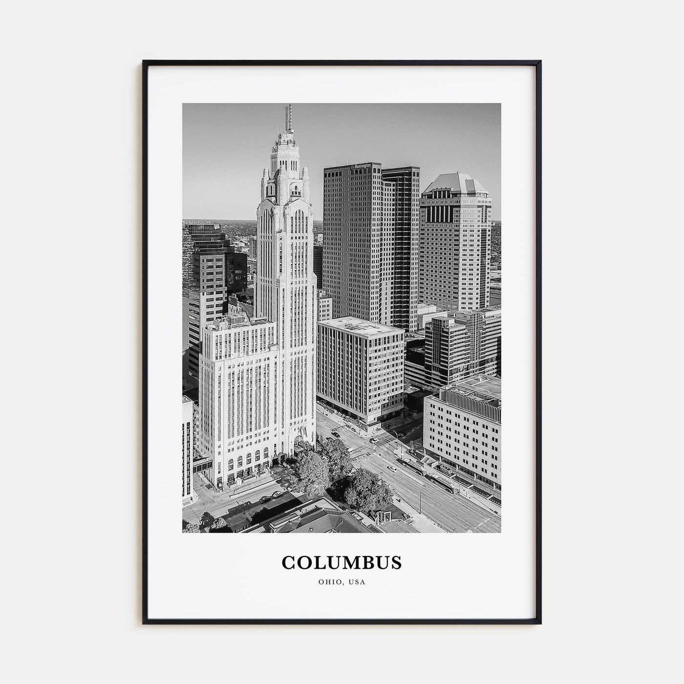 Columbus, Ohio Portrait B&W No 2 Poster