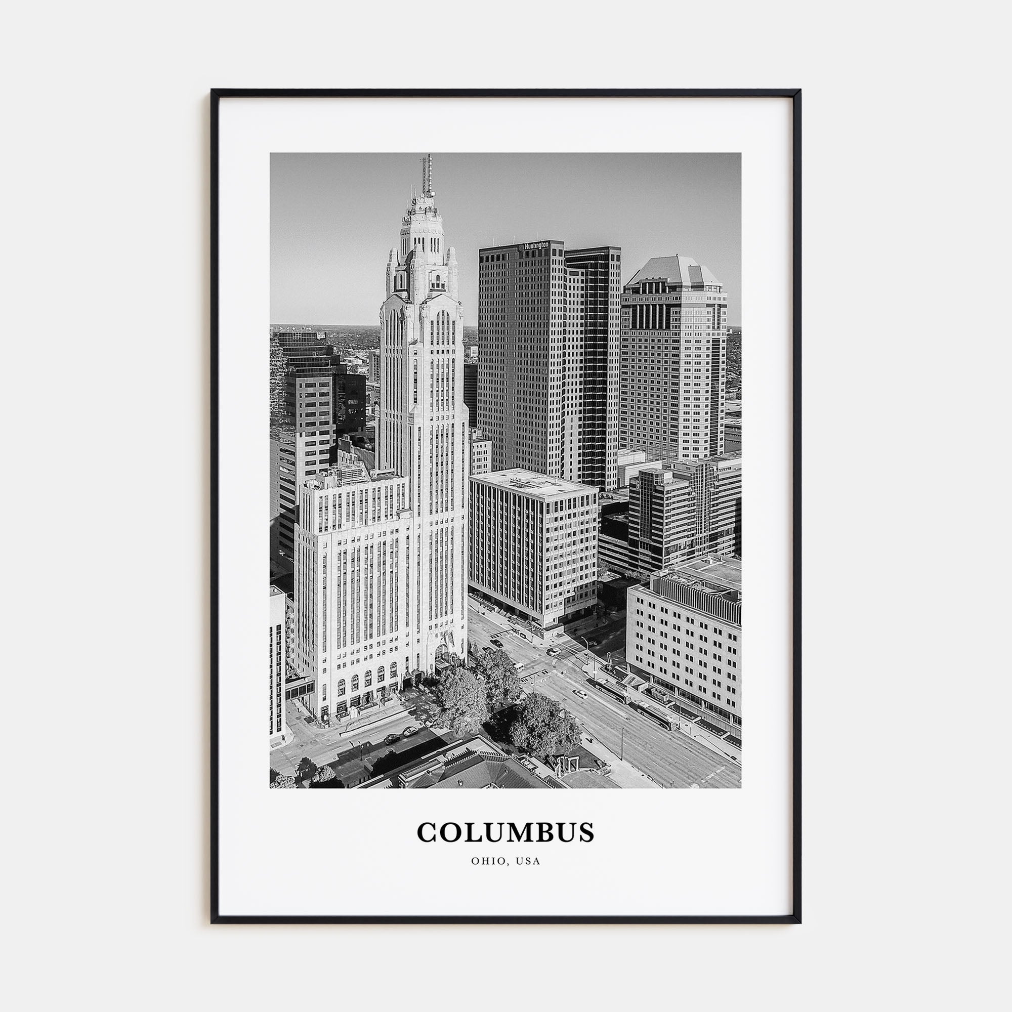 Columbus, Ohio Portrait B&W No 2 Poster