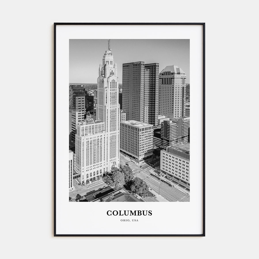 Columbus, Ohio Portrait B&W No 2 Poster
