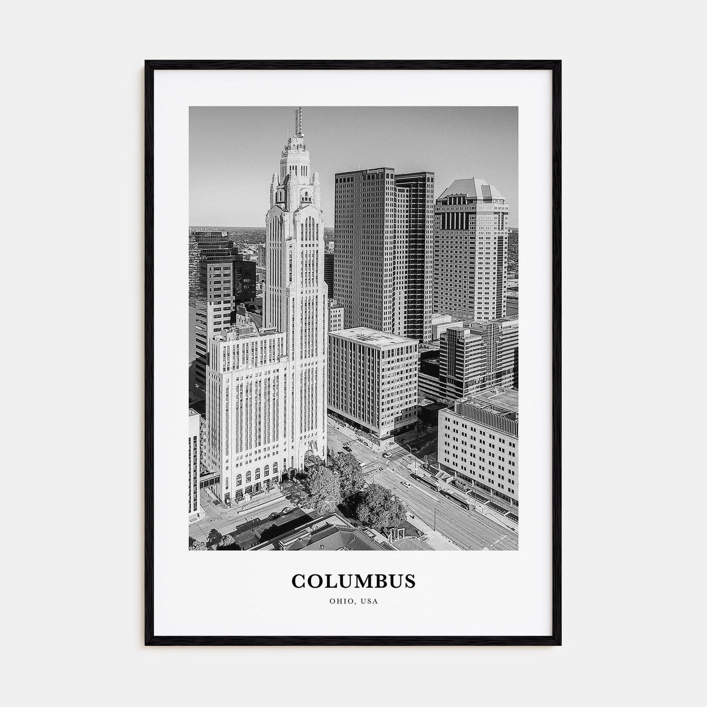 Columbus, Ohio Portrait B&W No 2 Poster