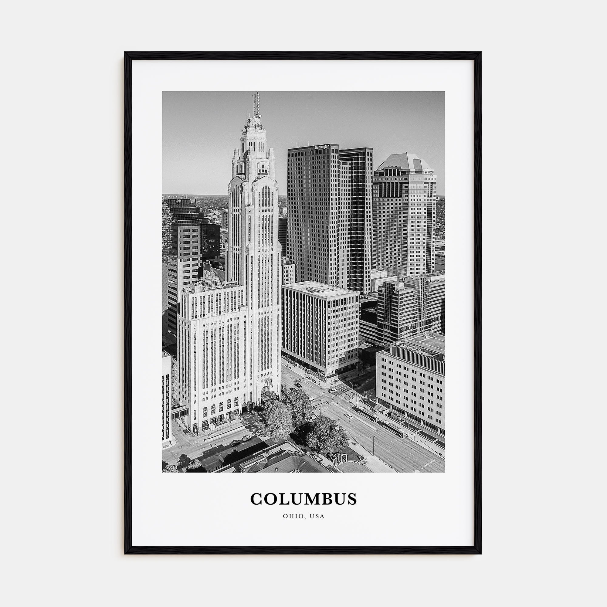Columbus, Ohio Portrait B&W No 2 Poster