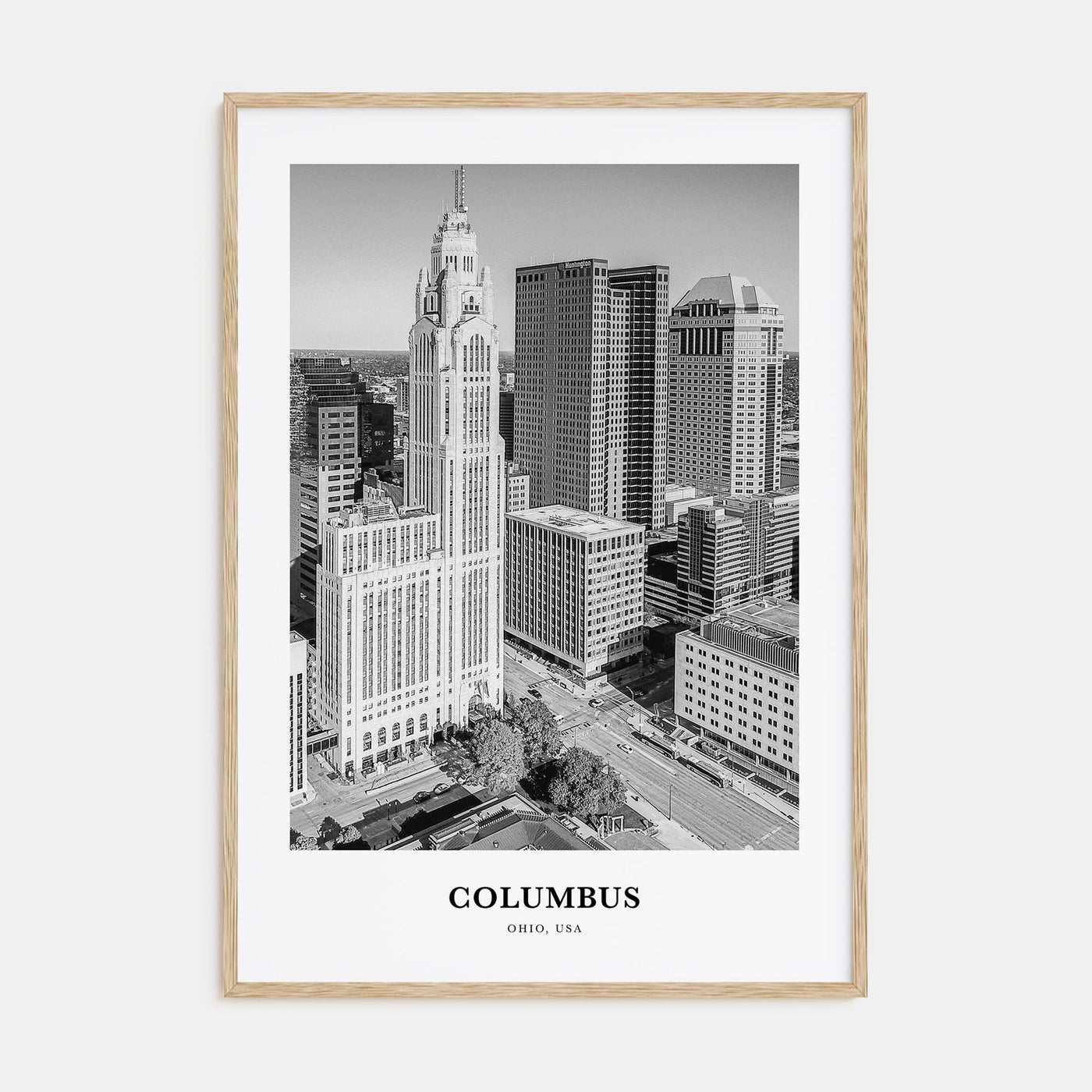 Columbus, Ohio Portrait B&W No 2 Poster