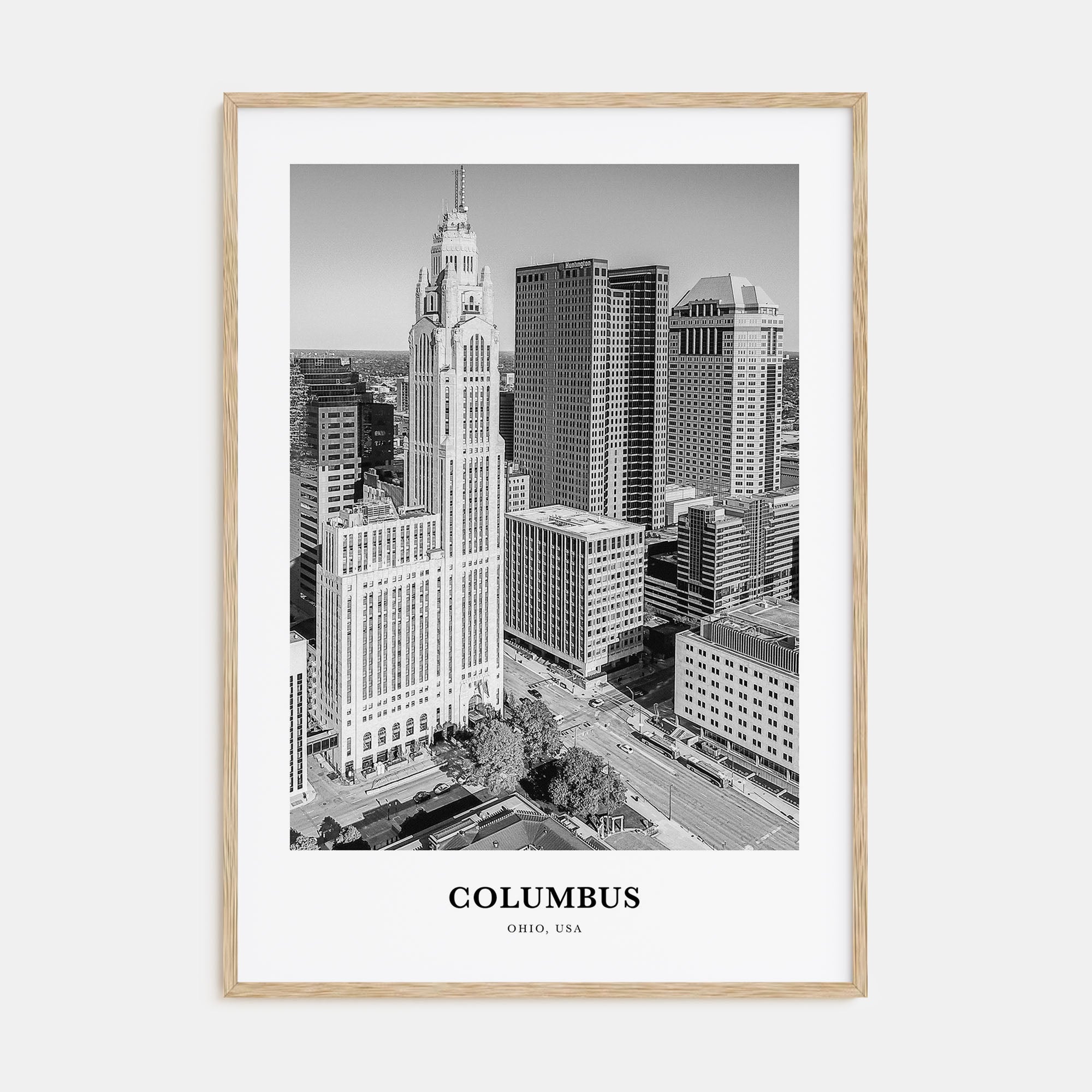 Columbus, Ohio Portrait B&W No 2 Poster
