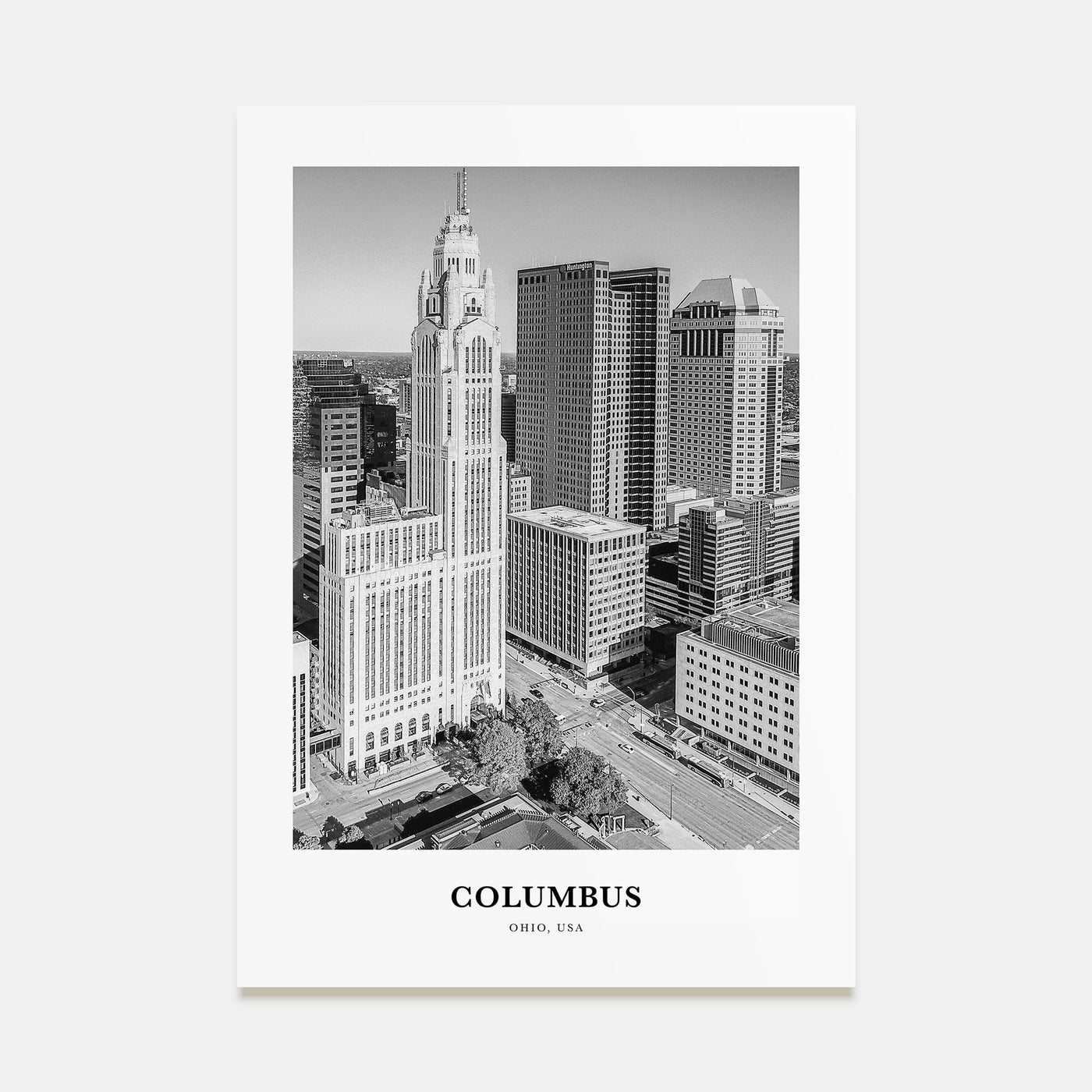 Columbus, Ohio Portrait B&W No 2 Poster