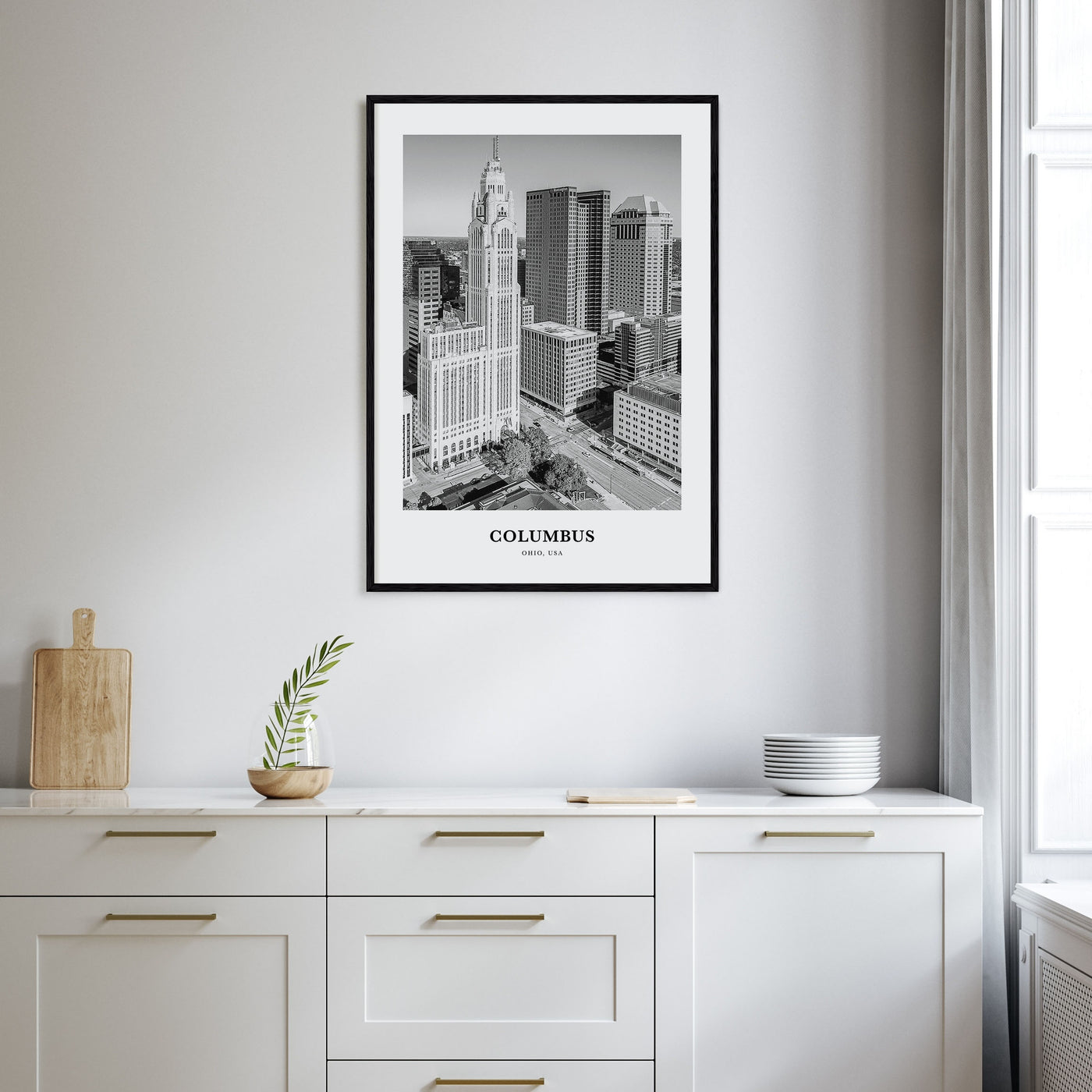 Columbus, Ohio Portrait B&W No 2 Poster