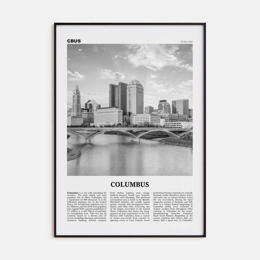Columbus, Ohio Travel B&W No 1 Poster