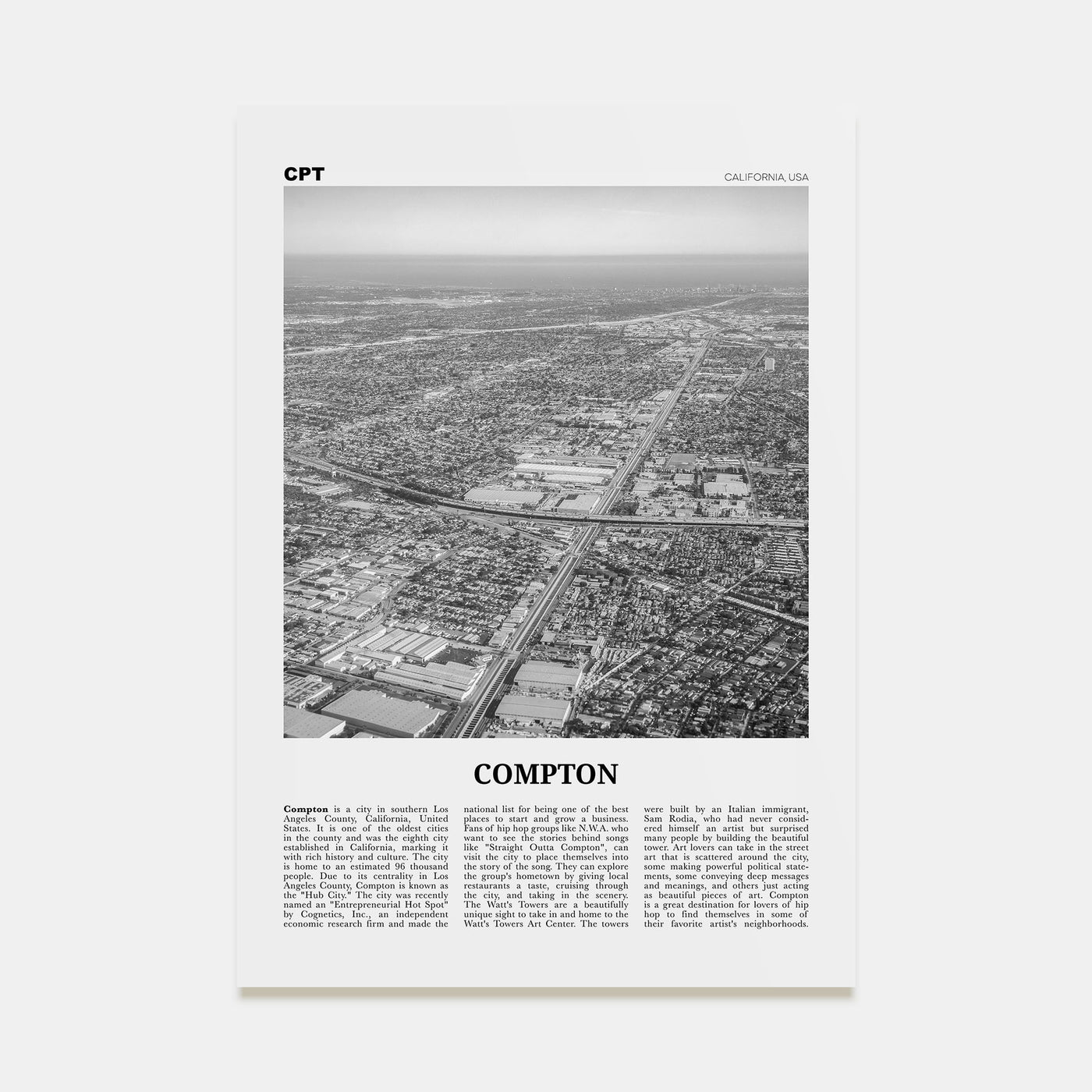 Compton Travel B&W Poster