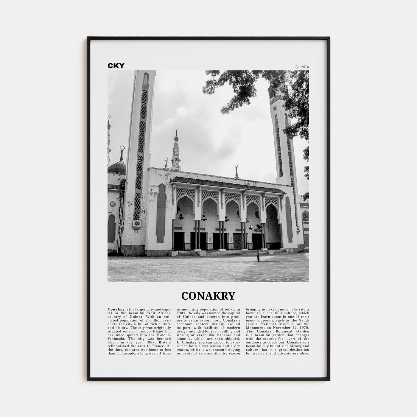 Conakry Travel B&W Poster