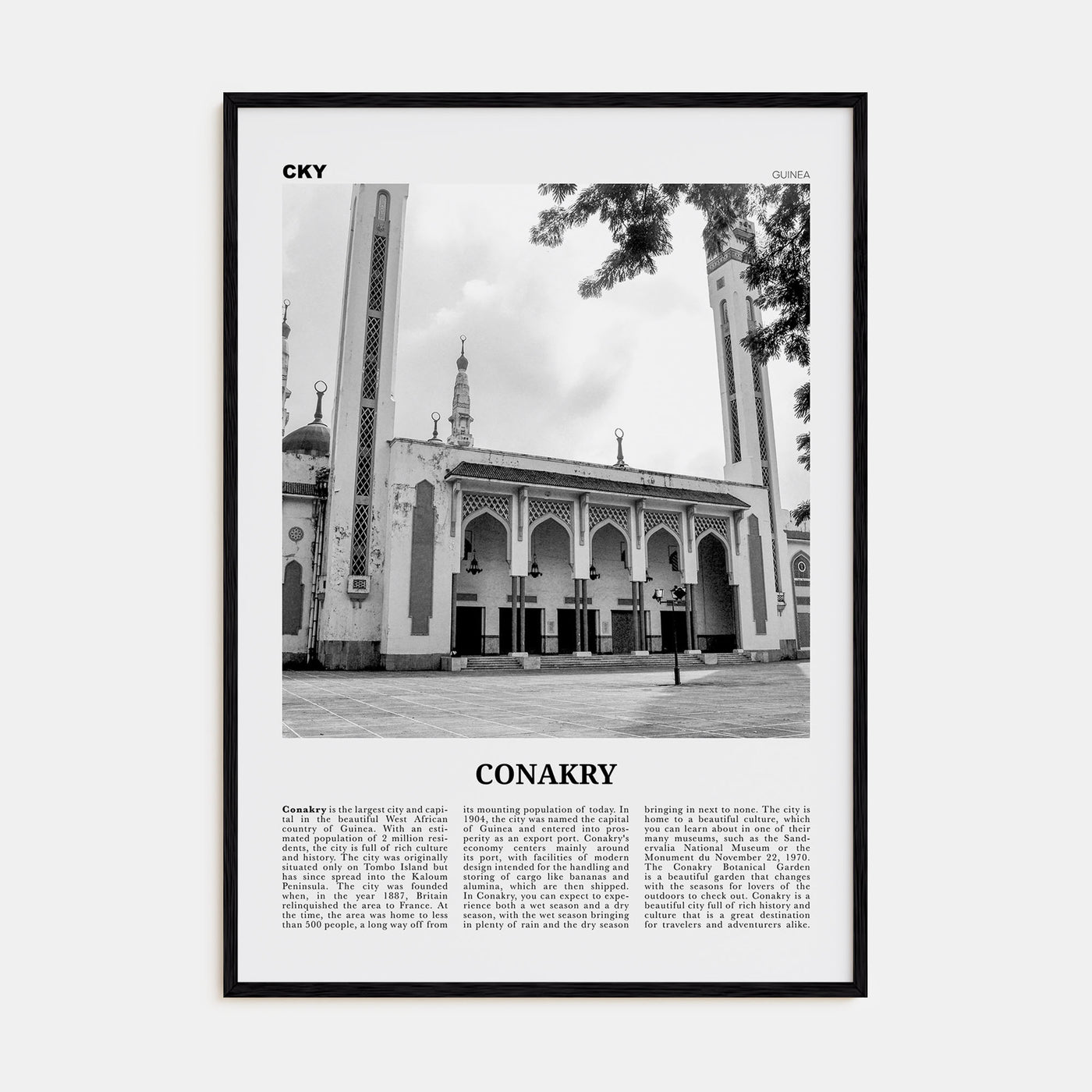 Conakry Travel B&W Poster