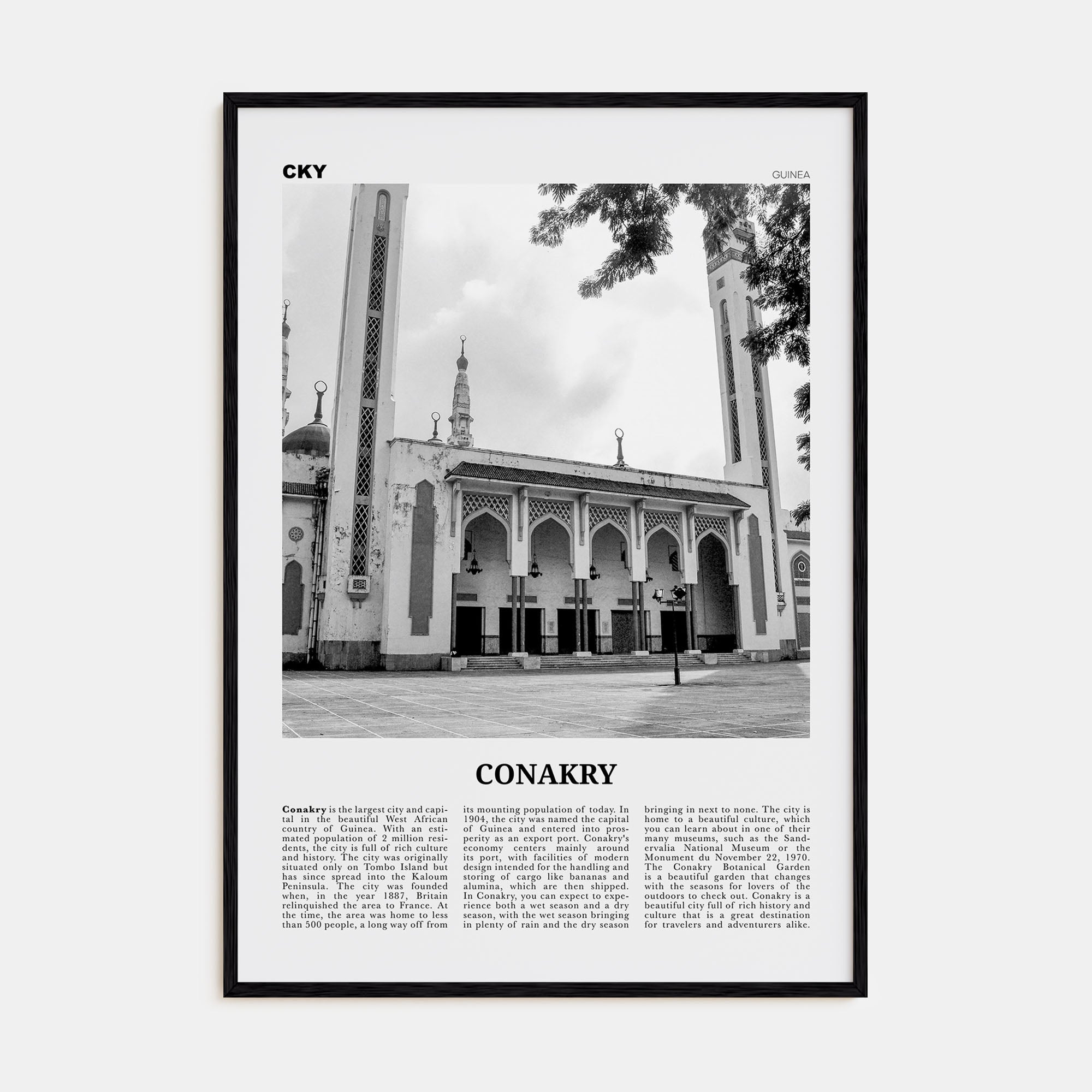 Conakry Travel B&W Poster