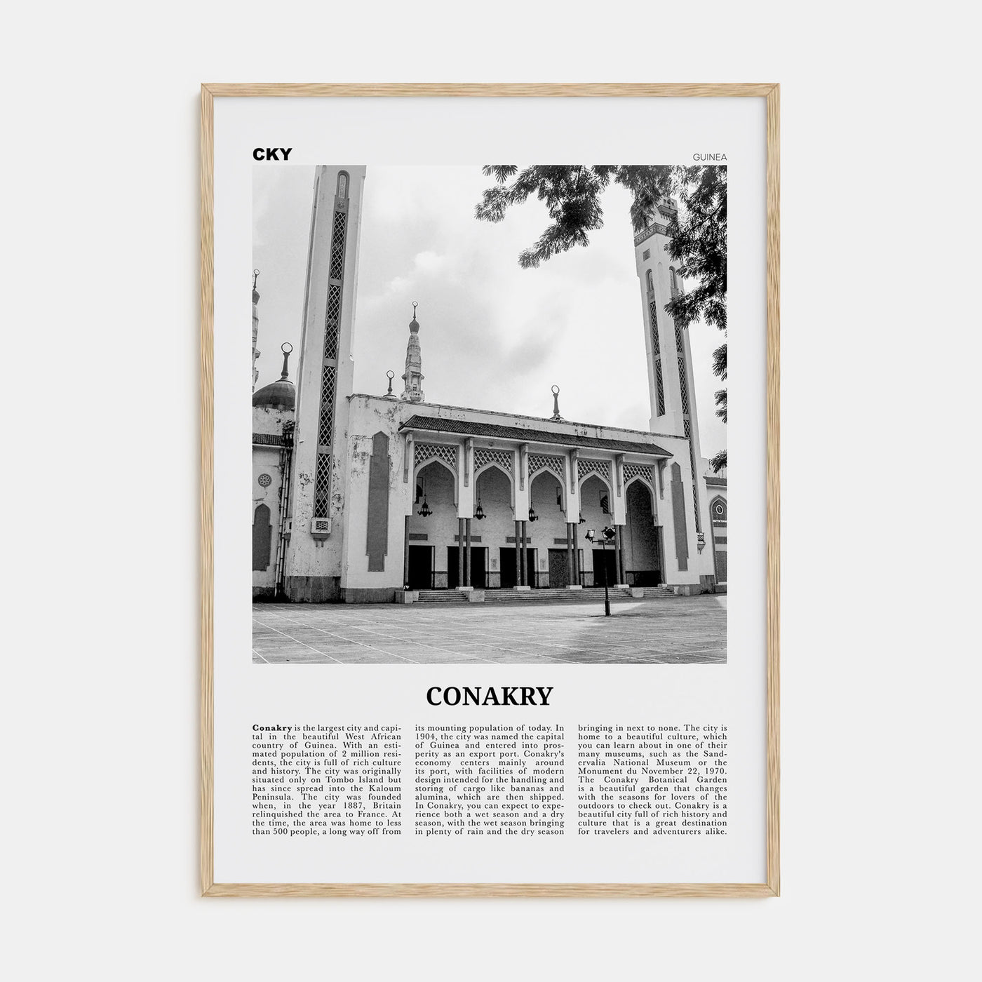 Conakry Travel B&W Poster