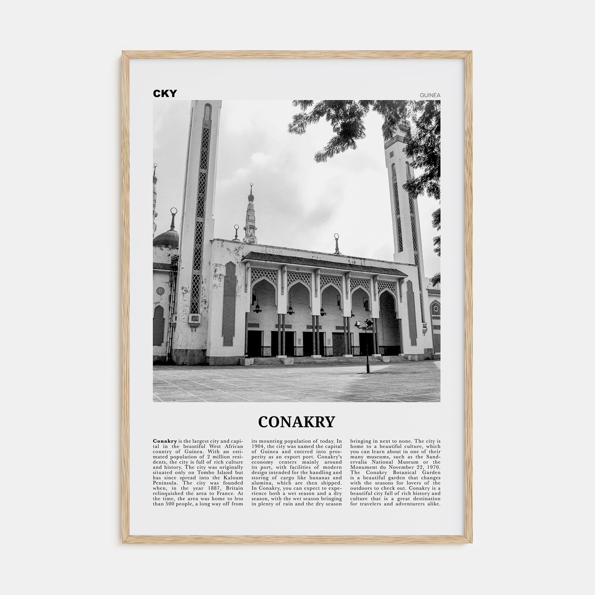 Conakry Travel B&W Poster