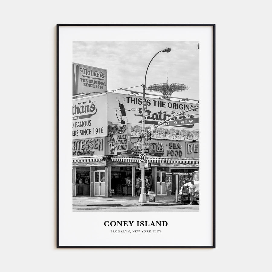 Coney Island Portrait B&W Poster
