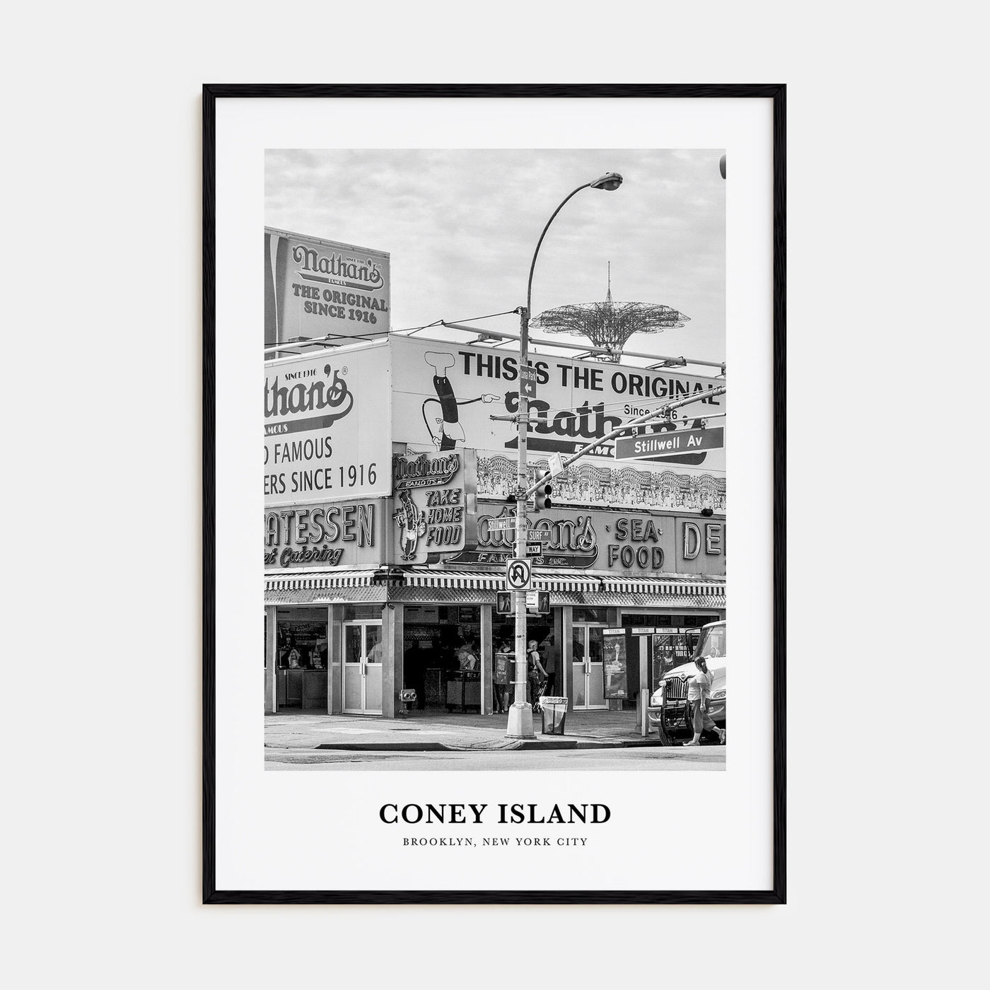 Coney Island Portrait B&W Poster