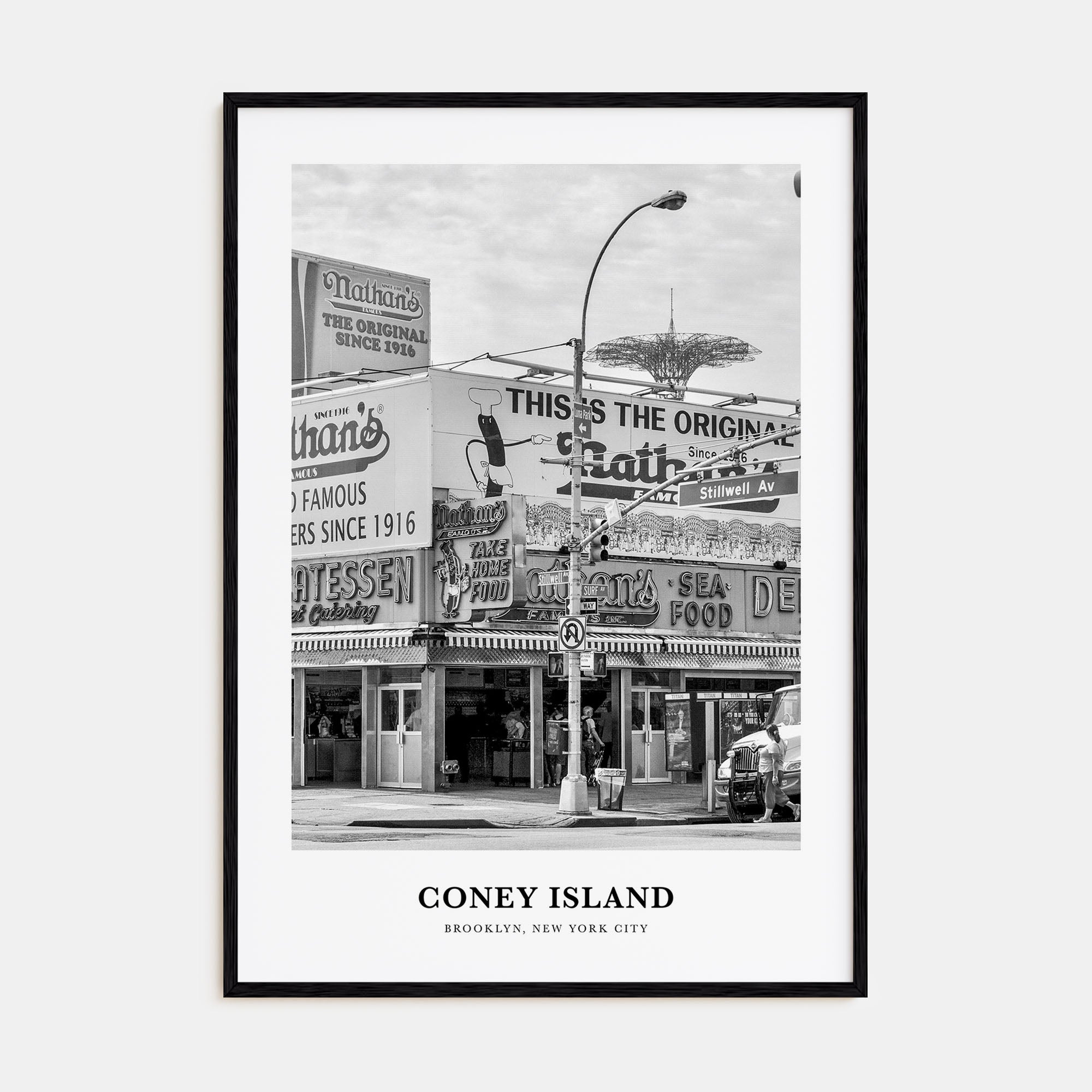 Coney Island Portrait B&W Poster