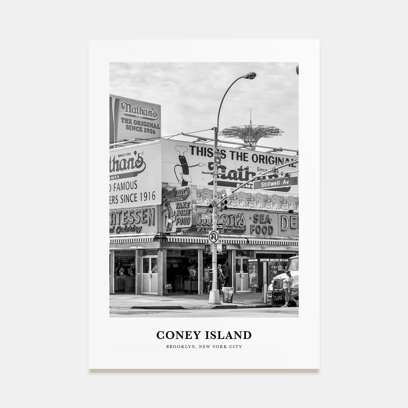 Coney Island Portrait B&W Poster