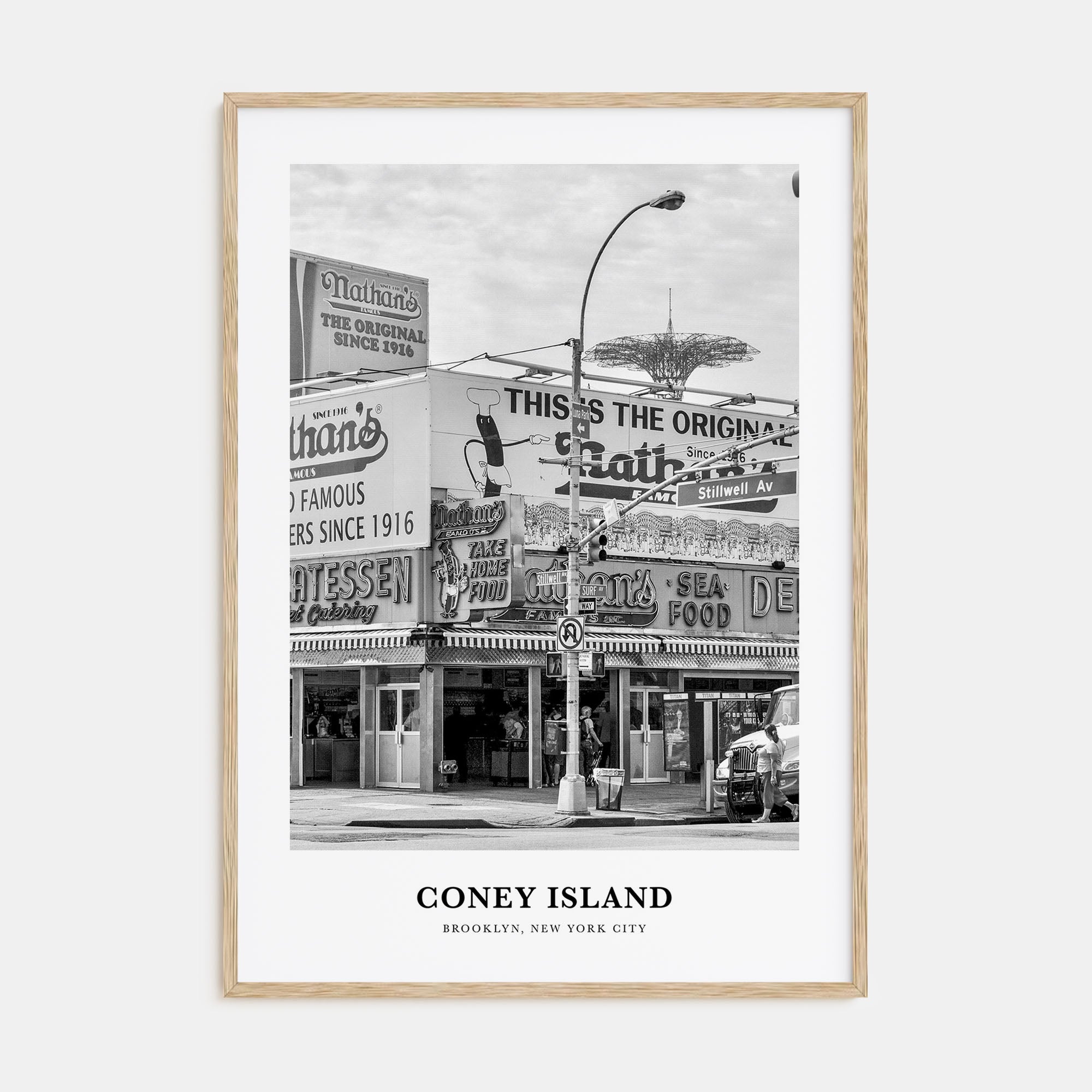 Coney Island Portrait B&W Poster