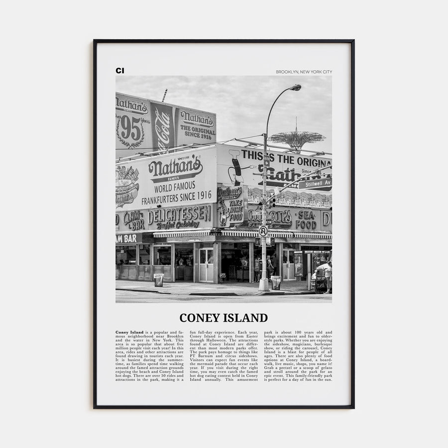 Coney Island Travel B&W Poster