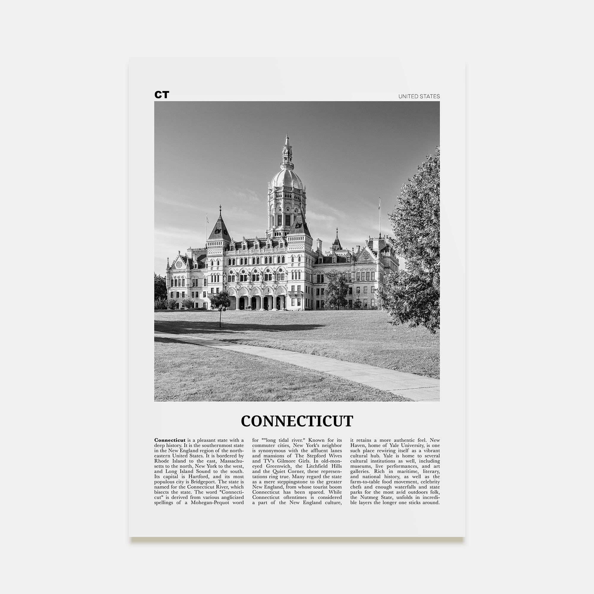 Connecticut Travel B&W No 2 Poster