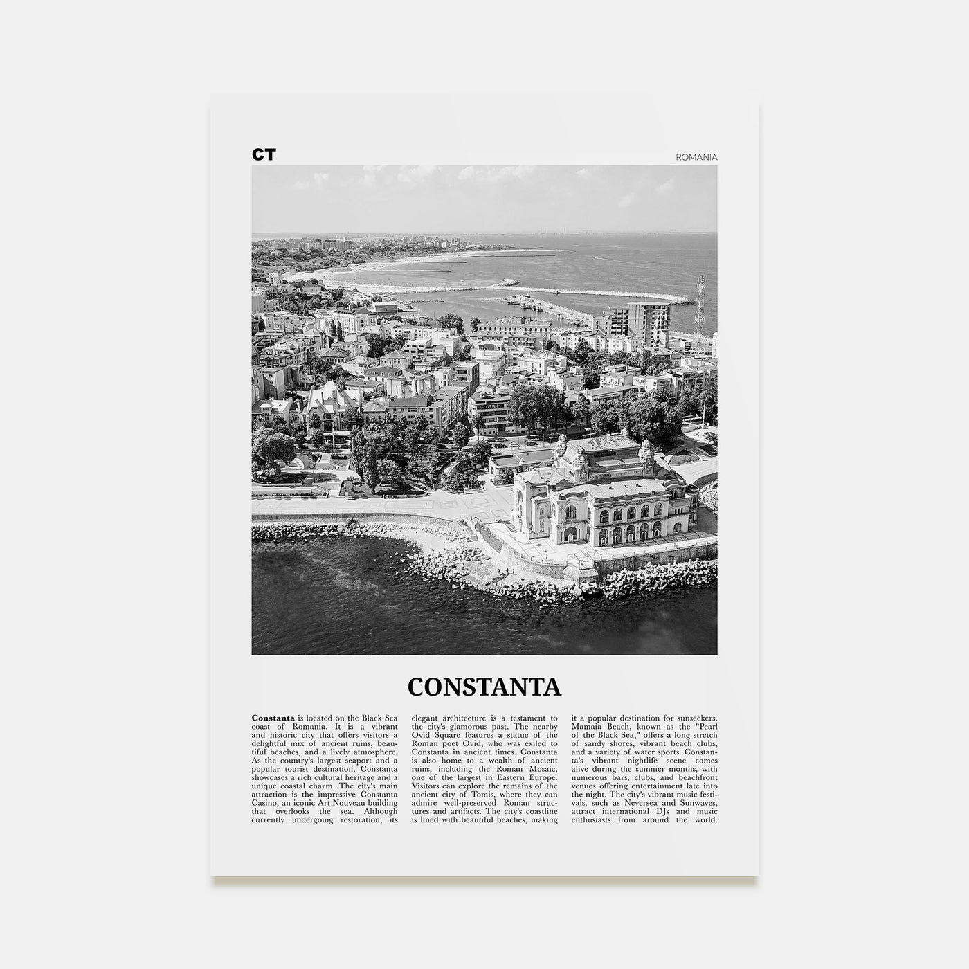 Constanta Travel B&W Poster