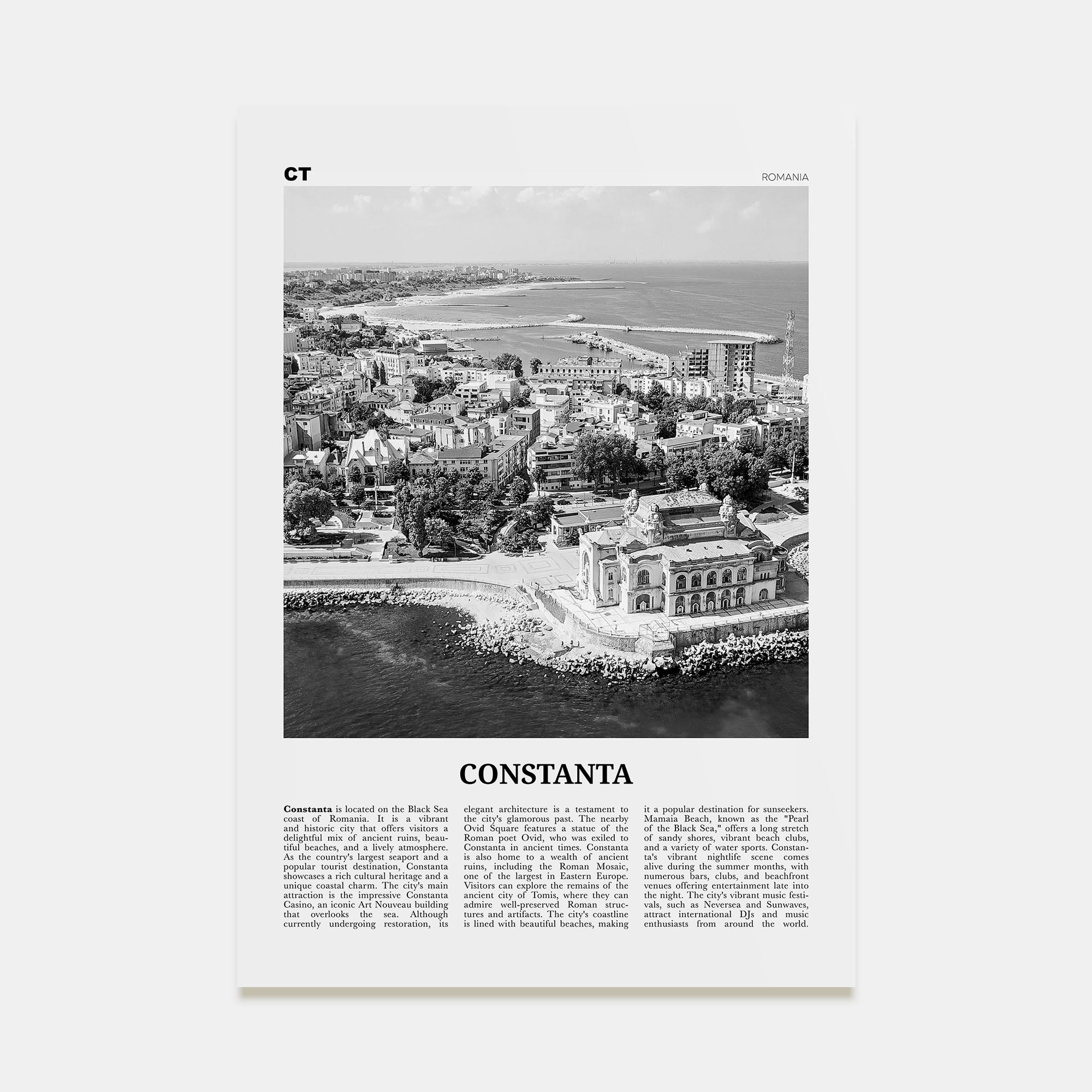 Constanta Travel B&W Poster