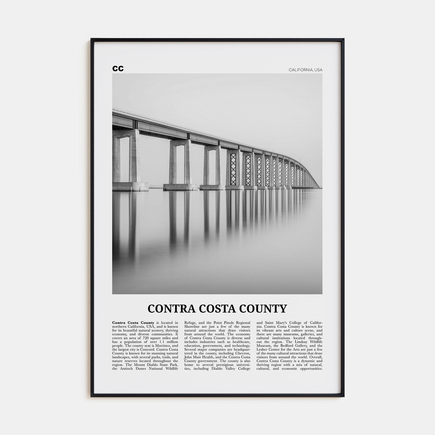Contra Costa County Travel B&W Poster