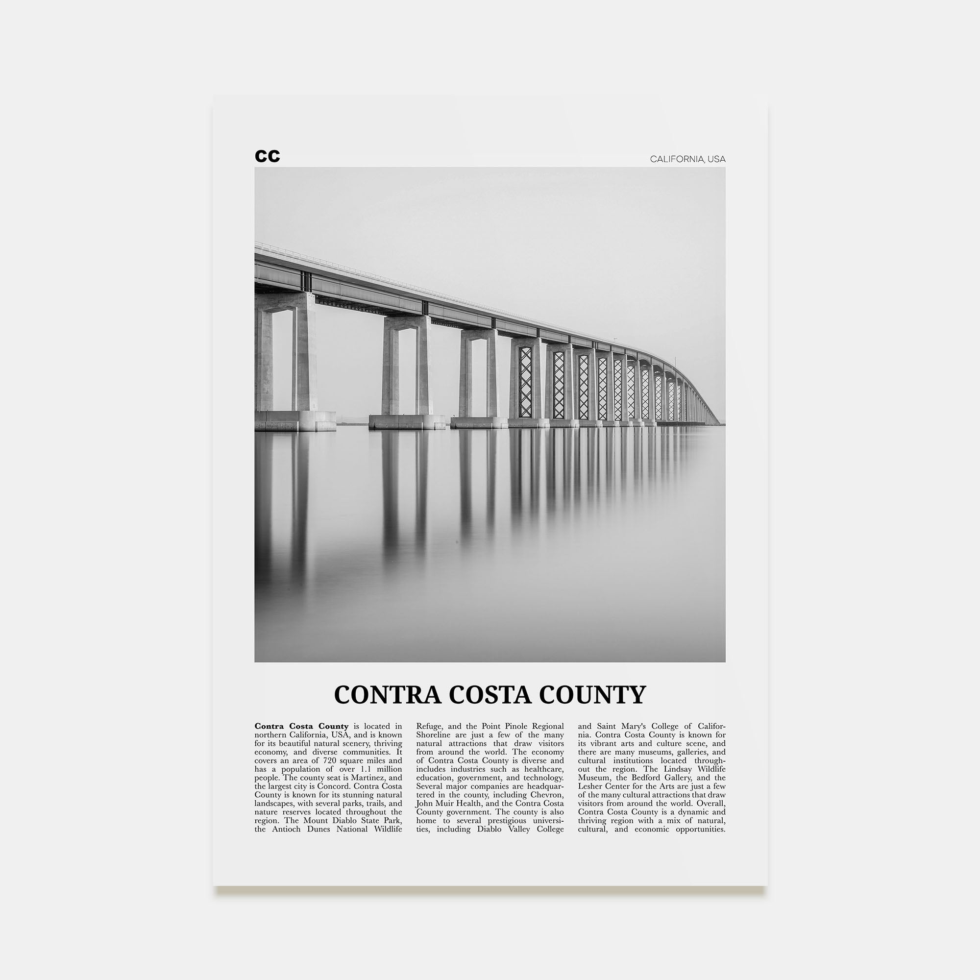 Contra Costa County Travel B&W Poster