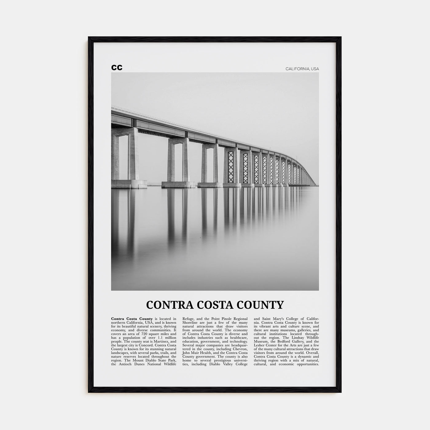 Contra Costa County Travel B&W Poster
