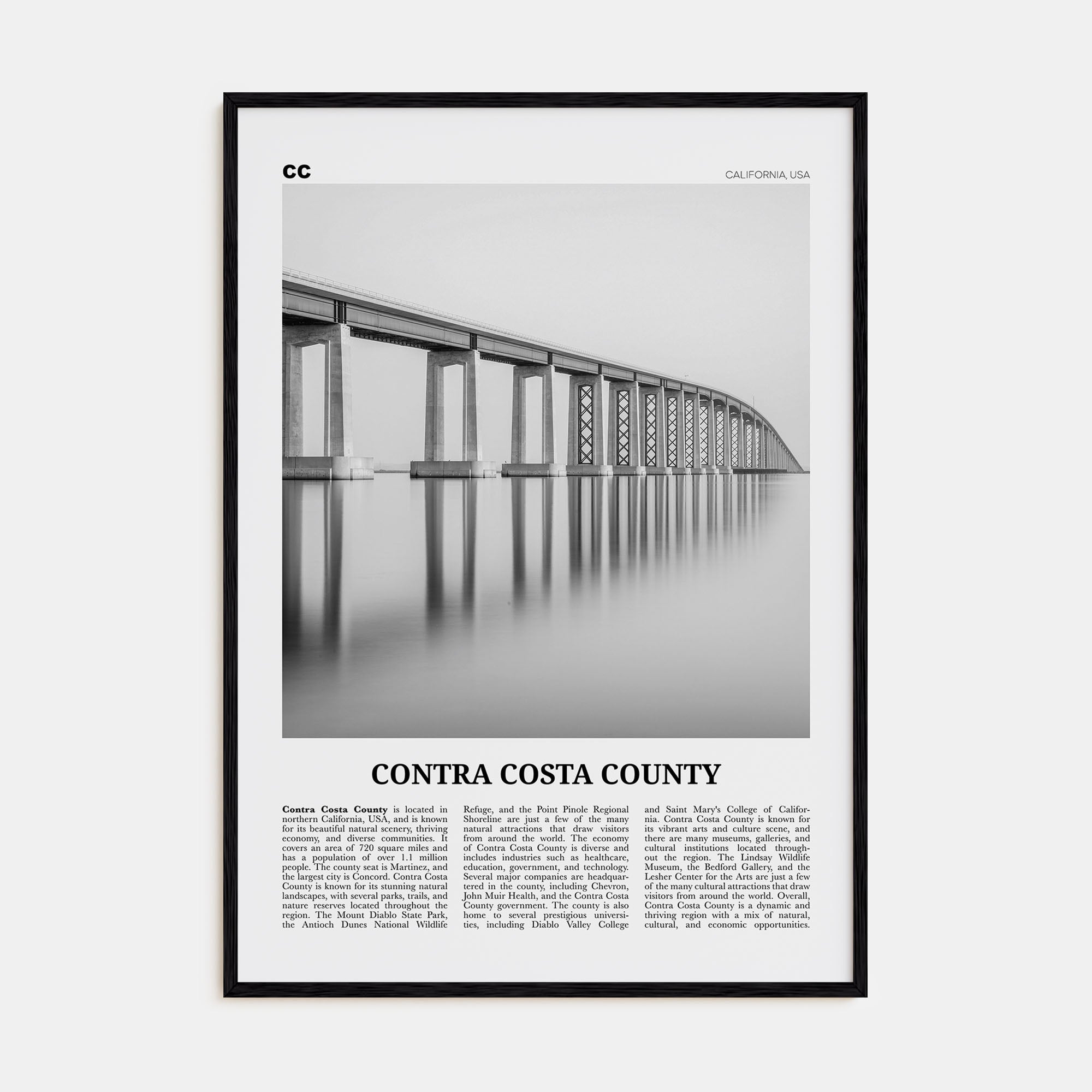 Contra Costa County Travel B&W Poster