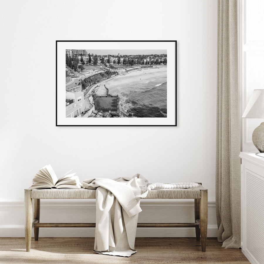 Coogee Beach Landscape B&W Poster