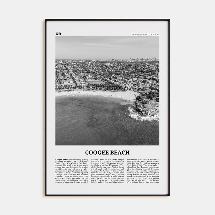 Coogee Beach Travel B&W No 2 Poster
