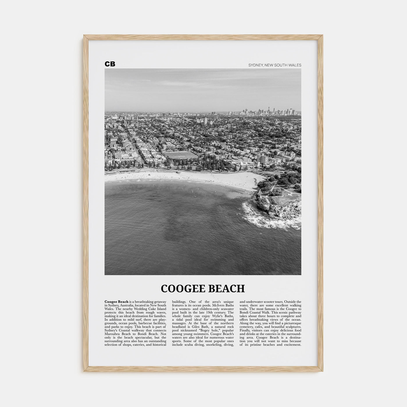 Coogee Beach Travel B&W No 2 Poster