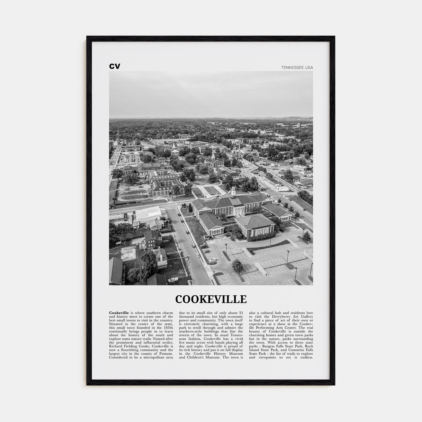 Cookeville Travel B&W Poster