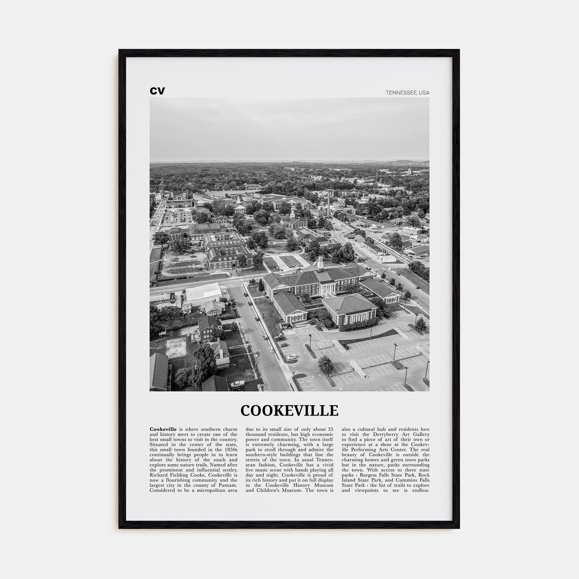 Cookeville Travel B&W Poster