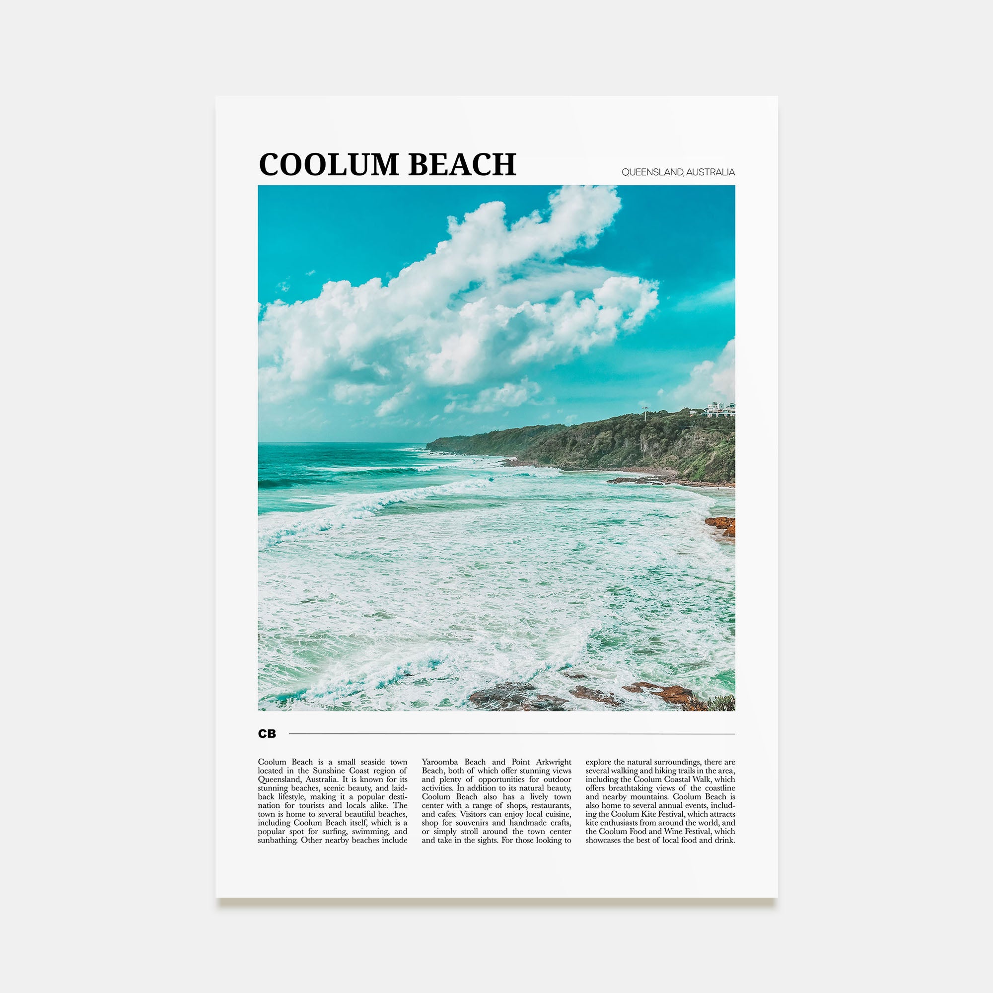 Coolum Beach Travel Color Poster